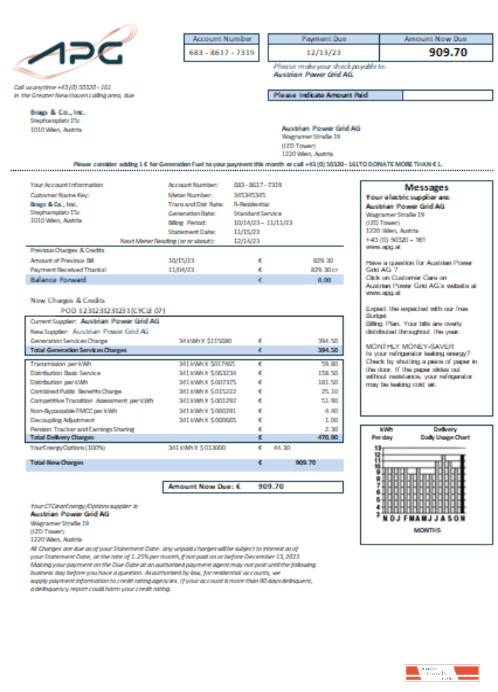 Austrian Power Grid AG utility business bill, SCR PSD template